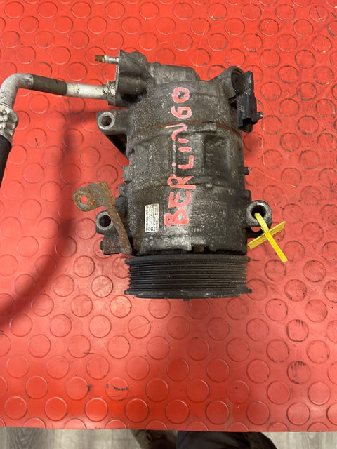 Citroen Berlingo/Peugeot Partner AIR CONDITIONING PUMP (2Pin) With Hoses (Damaged Pulley) 2008-2016 P/N 9802875780 - 11