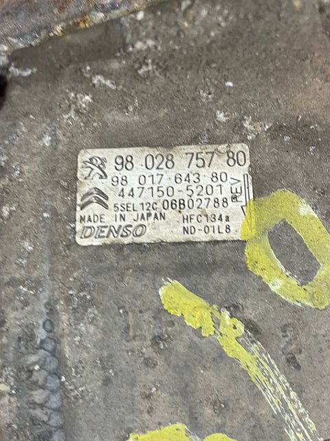 Citroen Berlingo/Peugeot Partner AIR CONDITIONING PUMP (2Pin) With Hose 2008-2016 P/N 9802875780 - 6