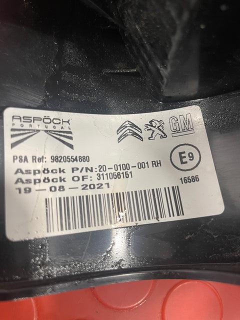 Citroen Berlingo/Peugeot Partner/Vauxhall Combo/Toyota Proace City DRIVER'S SIDE RH TAIL LIGHT 2019-2024 P/N 9820554880 - 2