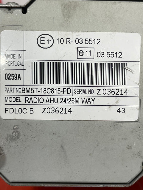 Ford Transit Custom RADIO AND CD PLAYER UNIT (FITS OTHER FORDS ASWELL) 2013-2018 P/N BM5T18C815PD