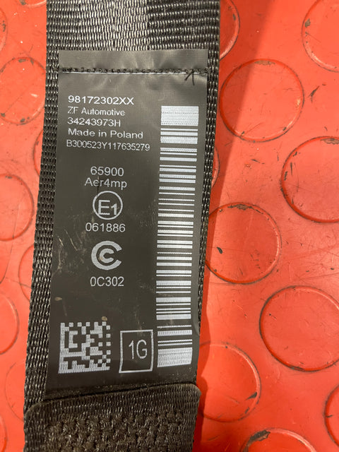 Citroen Berlingo/Peugeot Partner/Vauxhall Combo/Toyota Proace City SEAT BELT Front Passenger's Side 2019-2023 P/N 98172302XX