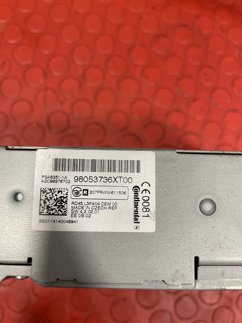 Citroen Berlingo/Peugeot Partner RADIO/CD PLAYER/GPS HEAD UNIT 2008-2016 P/N 98053736XT00