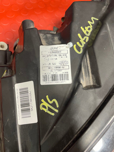 Ford Transit Custom HEADLIGHT LH PASSENGER SIDE BLACK INTERIOR (DAMAGED MOUNTING POINT) 2013-2018 P/N BK2113W030AJ - 2