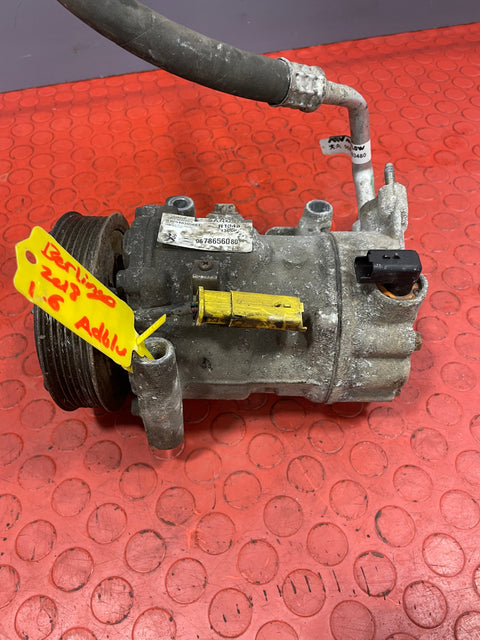 Citroen Berlingo/Peugeot Partner AIR CONDITIONING PUMP W/ HOSE (2Pin) 2011-2018 P/N 9678656080 - 2