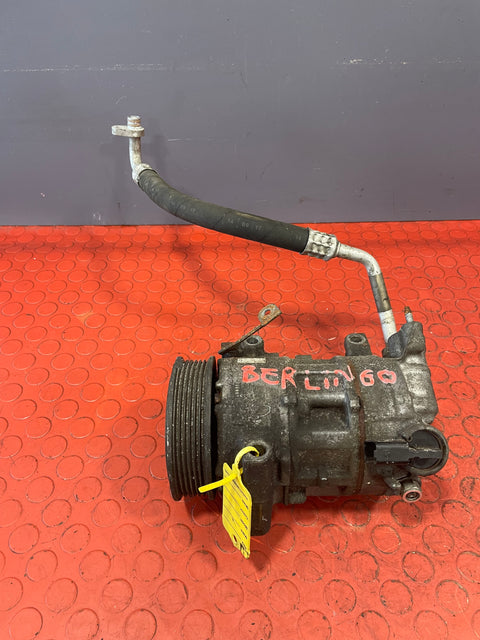 Citroen Berlingo/Peugeot Partner AIR CONDITIONING PUMP (2Pin) With Hoses (Damaged Pulley) 2008-2016 P/N 9802875780 - 11