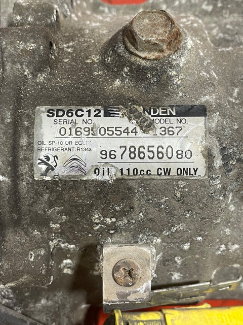 Citroen Berlingo/Peugeot Partner AIR CONDITIONING PUMP W/ HOSE (2Pin) 2011-2018 P/N 9678656080