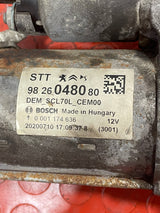 Peugeot Boxer/Citroen Relay STARTER MOTOR 2020 2.0 P/N 9826048080 - 1