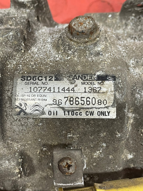 Citroen Berlingo/Peugeot Partner AIR CONDITIONING PUMP W/ HOSE (2Pin) 2011-2018 P/N 9678656080 - 4